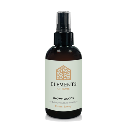 Snowy Woods room spray in an amber glass spray bottle – Elements of Fragrance