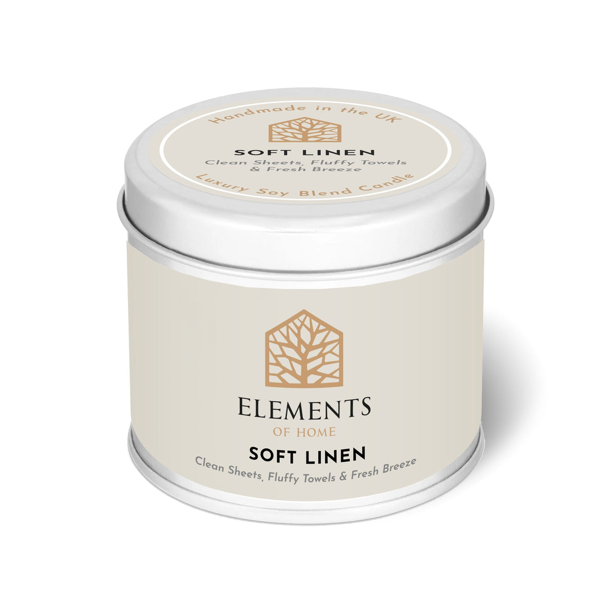 Soft Linen scented candle in a 180g tin – Elements of Fragrance