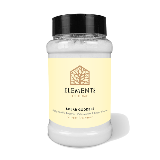 Solar Goddess scented carpet sprinkles in a shaker tub – Elements of Fragrance