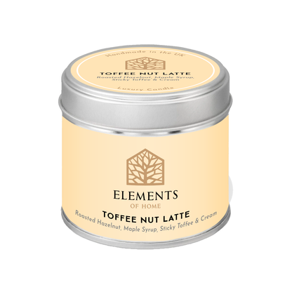 Toffee Nut Latte scented candle in a 180g tin – Elements of Fragrance