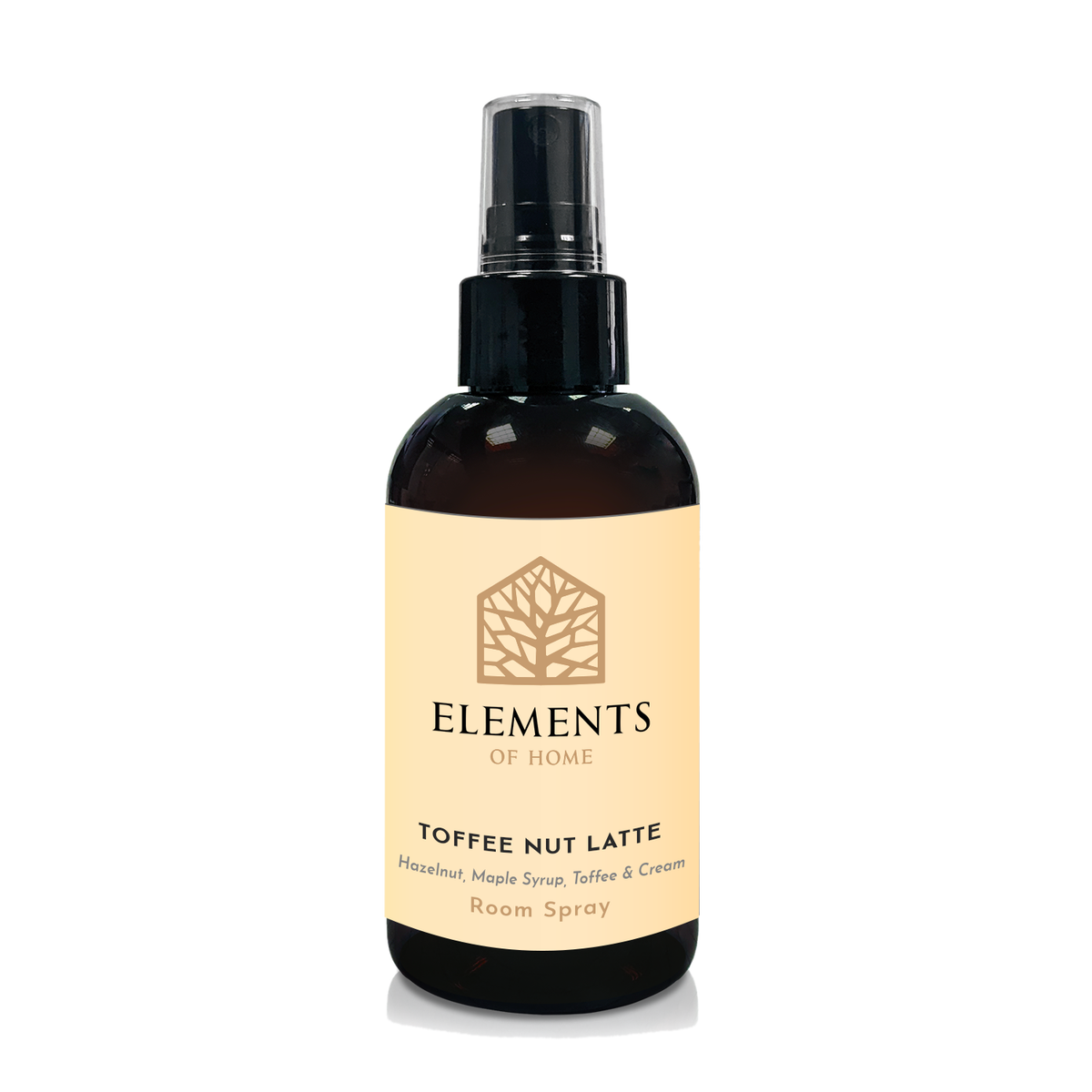 Toffee Nut Latte room spray in an amber glass spray bottle – Elements of Fragrance