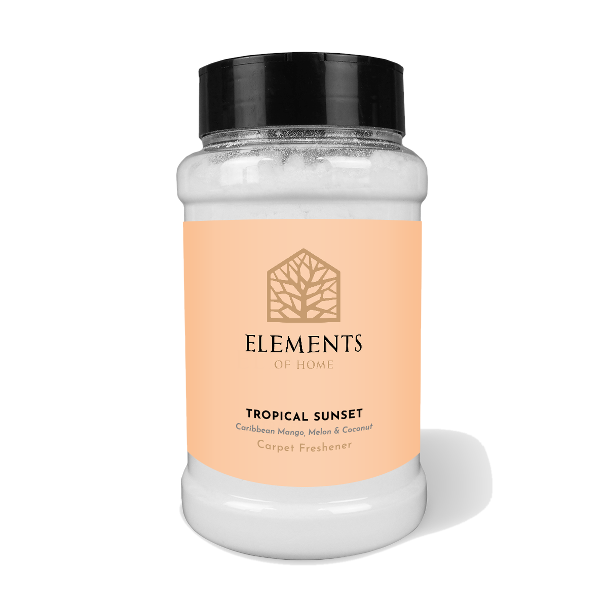 Tropical Sunset scented carpet sprinkles in a shaker tub – Elements of Fragrance