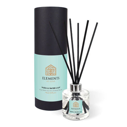 Yuzu & Waterlily 100ml reed diffuser with black reeds and gift tube – Elements of Fragrance