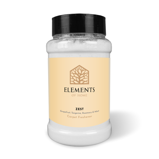Zest scented carpet sprinkles in a shaker tub – Elements of Fragrance