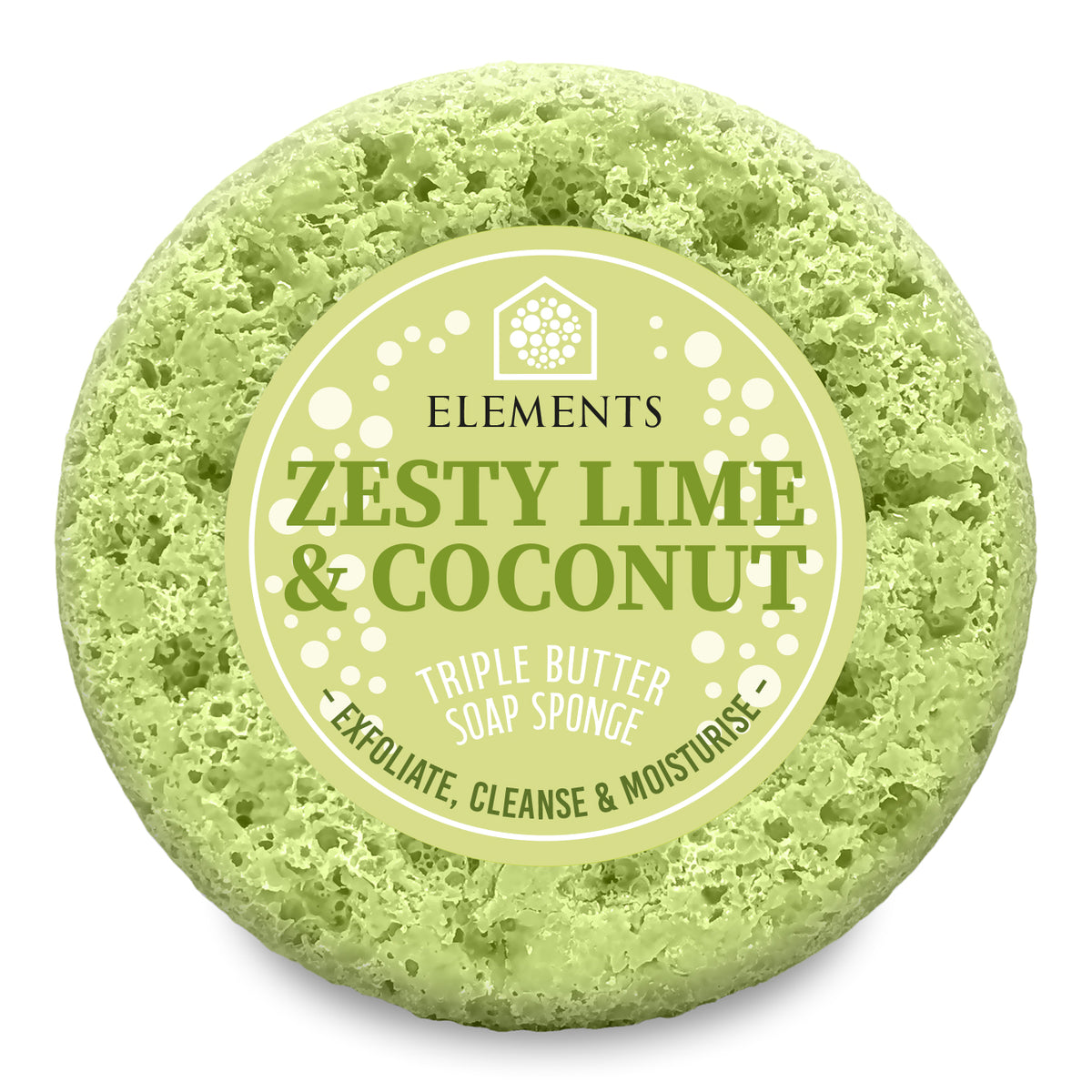 Zesty Lime & Coconut triple butter soap sponge – Elements of Fragrance