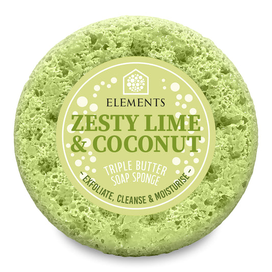 Zesty Lime & Coconut triple butter soap sponge – Elements of Fragrance